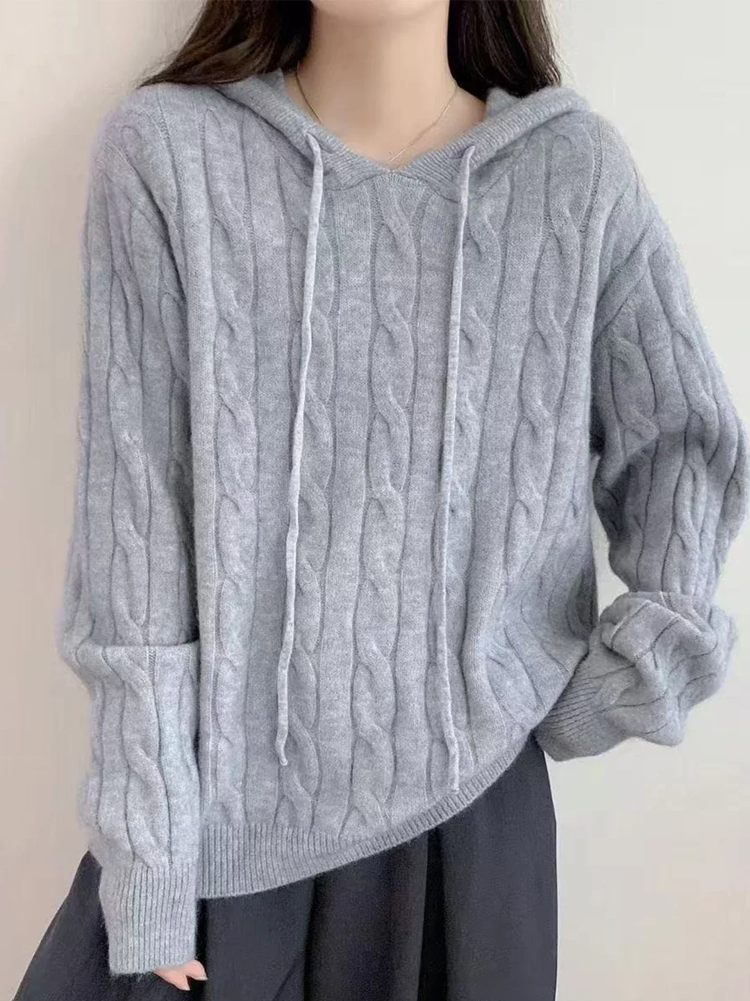 

Women's Hooded Knitwear Long Sve Loose Warm Base Layer irt Inner Wear Top Autumn Winter New Arrival Casual Commute Sle