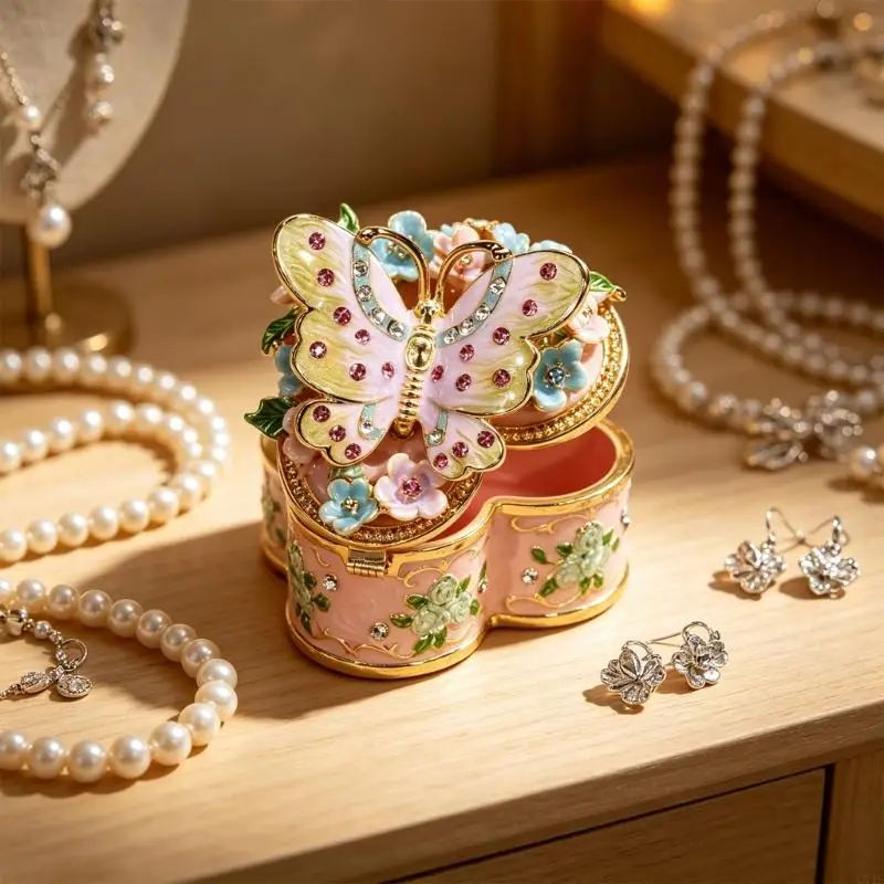 Elegant Alloy Jewelry Storage Case Butterfly Jewelry Displaying Organizers