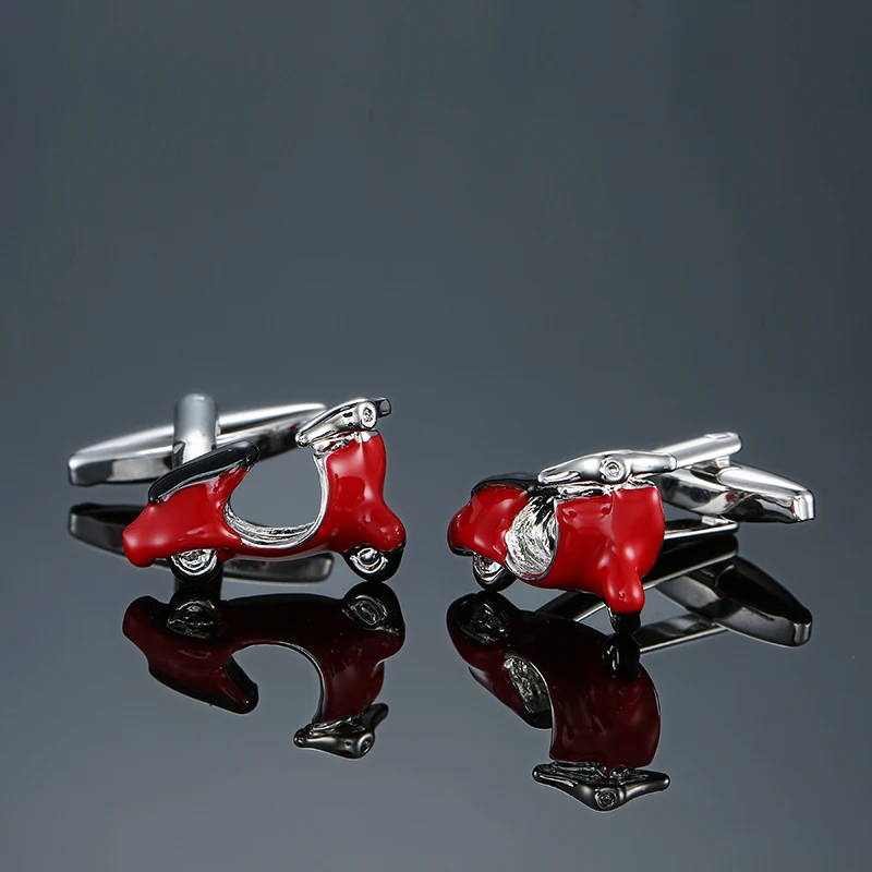 Men's French shirt cufflinks copper material enamel red blue electric bicycle cufflinks fashion brand clothing accessories