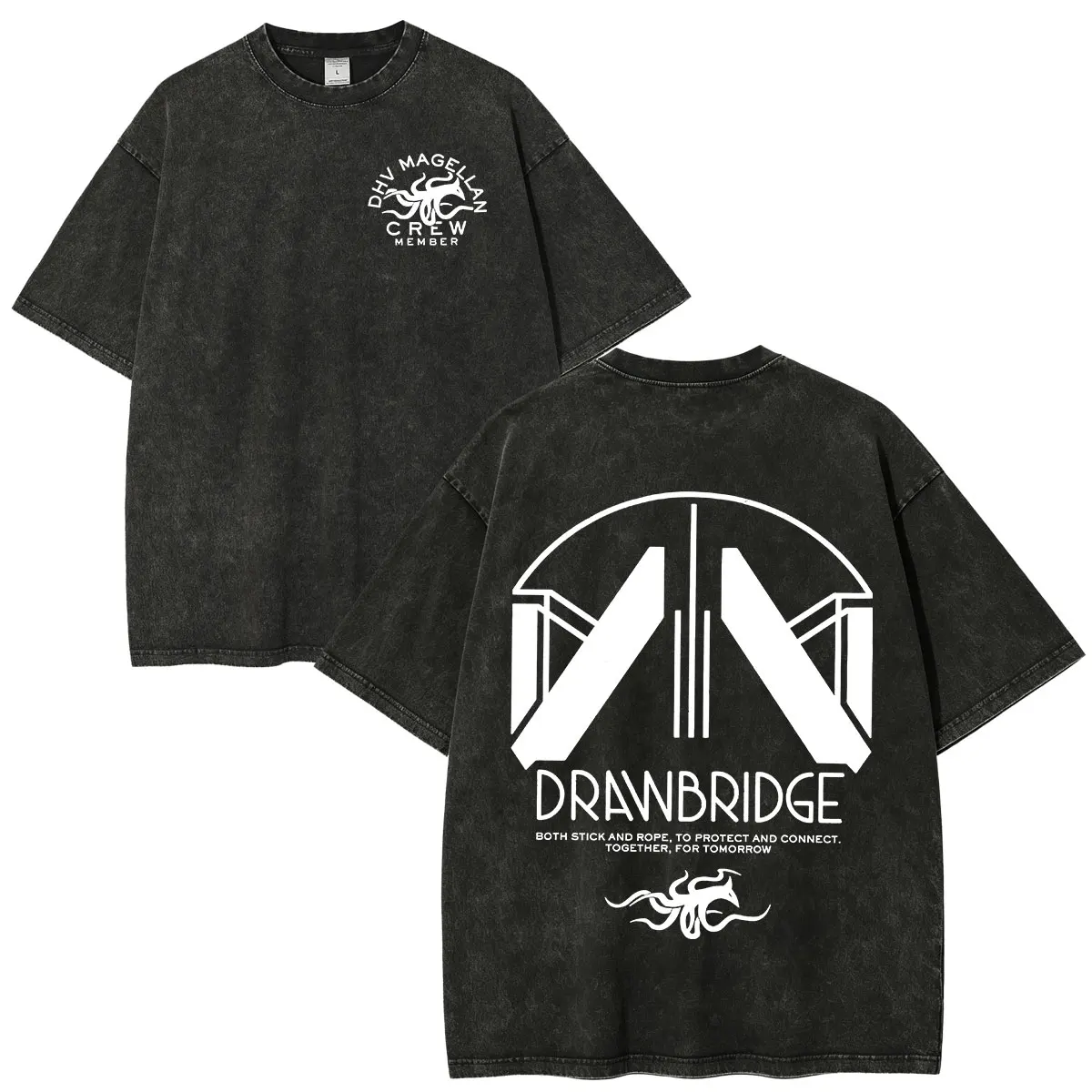 DHV MAGELLAN Crew Member Game DEATH STRANDING 2 on The Beach Vintage Washed T-shirts Men Women Clothing Fashion Retro T Shirt
