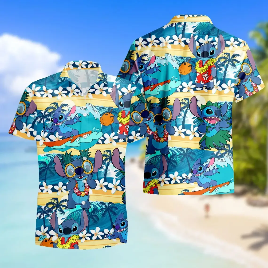 Hawaiian shirts Summer fashion short-sleeved shirts Men\'s and women\'s casual beach shirts