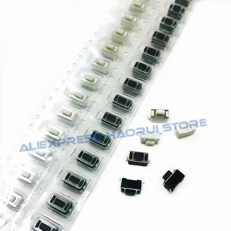 1000Pcs Tactile Tact Push Button Micro Switch 2 Pin SMD Light Touch 3*6*4.3mm 3*6*5mm Black White Switches 3X6X4.3H 3X6X5H