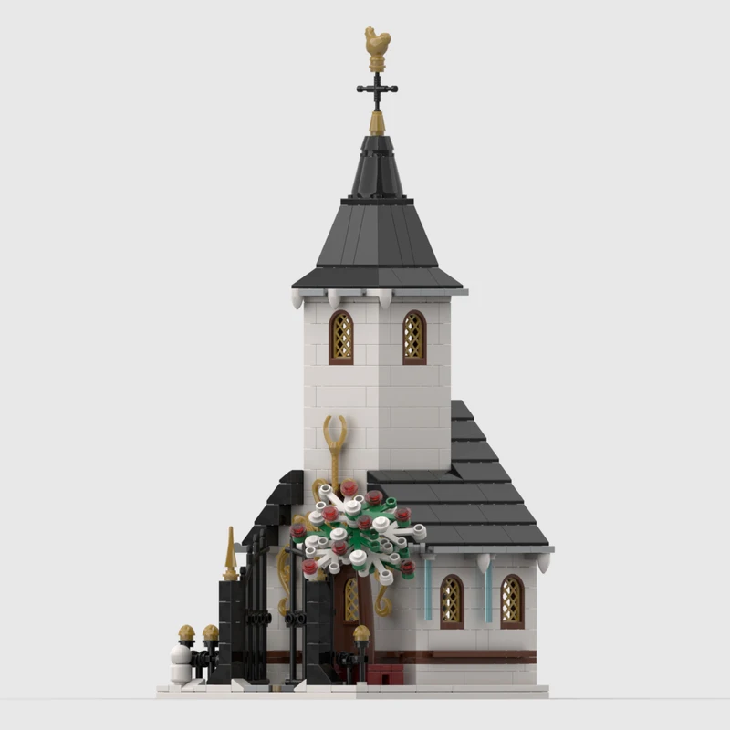 Custom MOC building blocks Toy Winter Village Chapel Model 469pcs Creative assembly toy set Holiday Gift Christmas