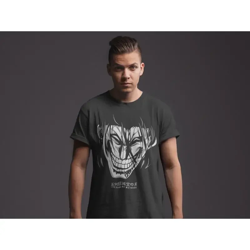 Mens Organic Cotton Anime Kengan Ashura Fang of Metsudo Streetwear T-Shirt