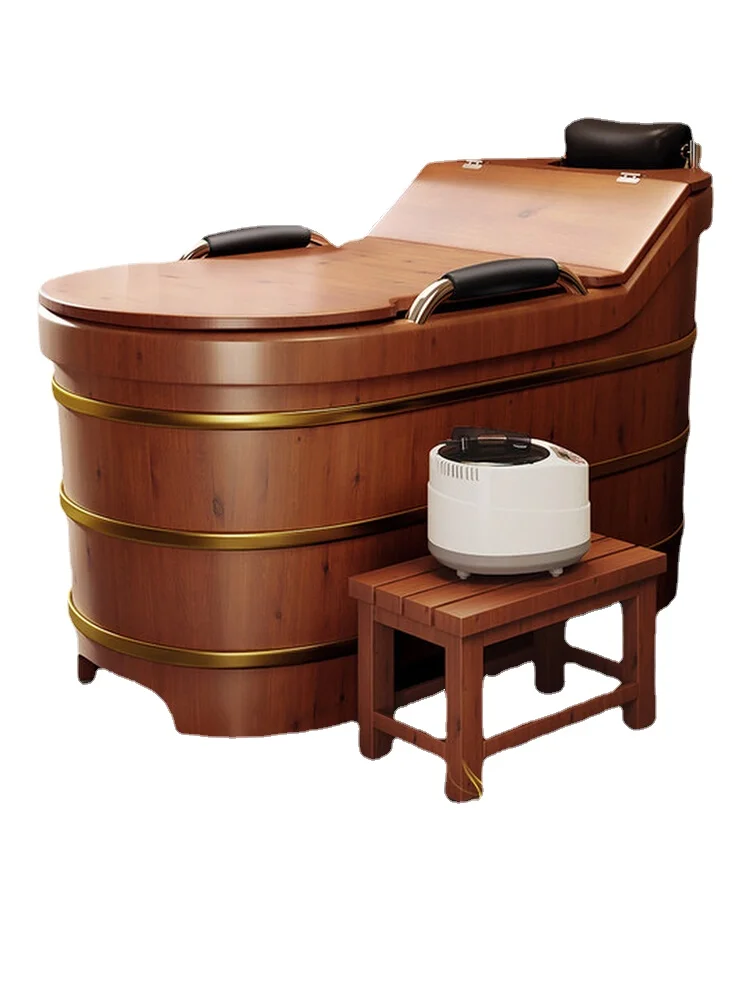 

ZC Cedar Fumigation Bath Barrel Body Bath Bucket Bathtub Basin Steaming Bucket