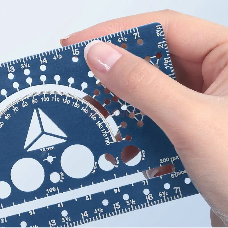 2 шт. креативная многофункциональная линейка из алюминиевого сплава истеряет геометрическим, математическим и трехмерным рисунком мышления.