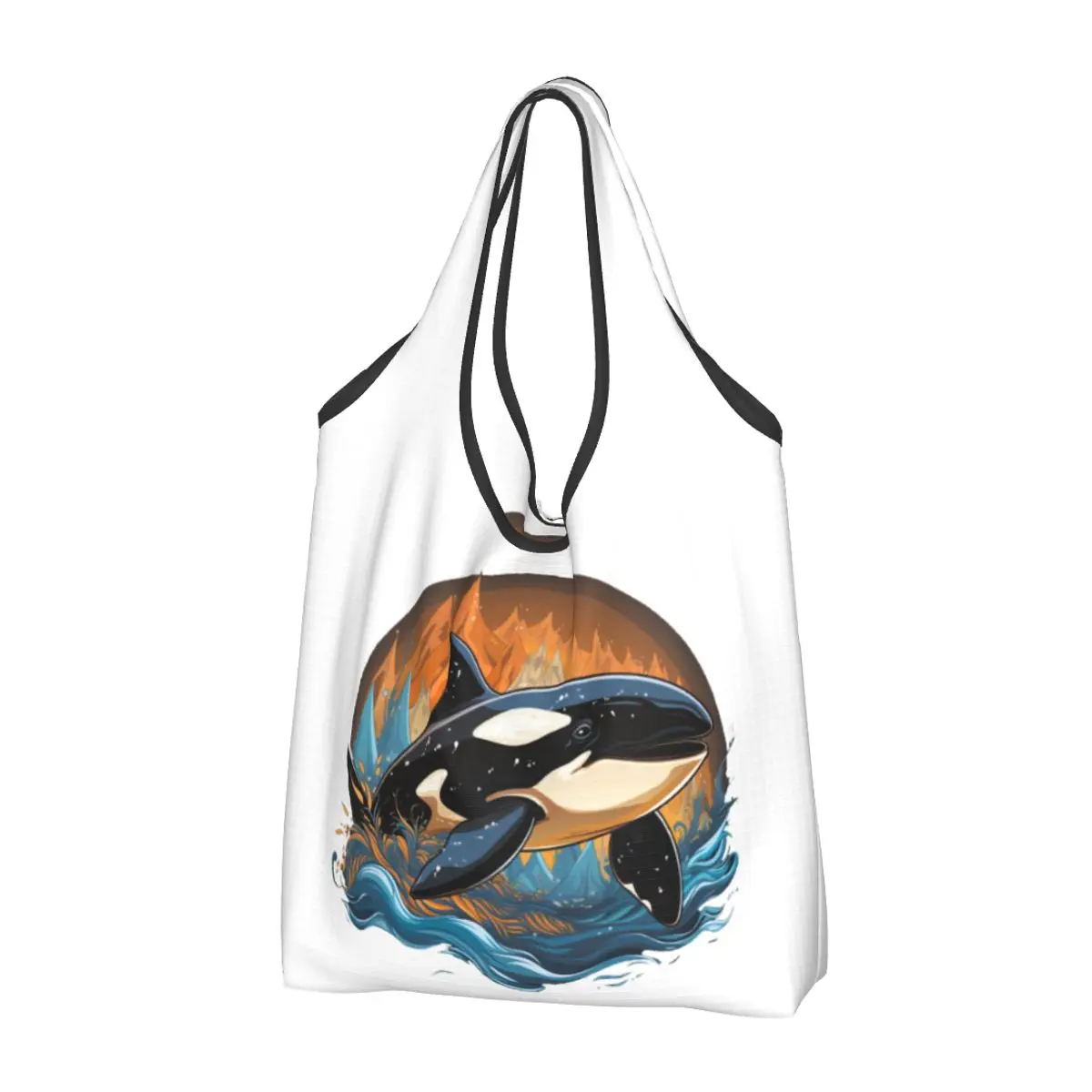 Orca Aquatic Sea Ocean - Top Tees Killer Whale Portable Tote Shopping Bags Large Capacity Shopper Bag Handbag Shoulder Bag