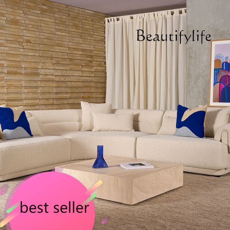 

NEW Nordic natural travertine coffee table low tea table light luxury high-end large apartment living room square tea table