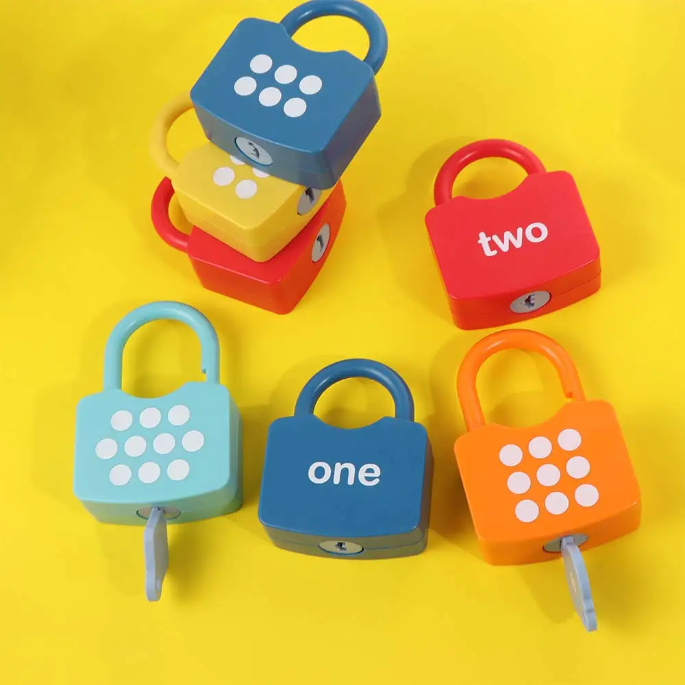 Math Count Number Lock Key Number Matching Word Cognition Early Educational Unlock Key Plastic Learning Number Teaching Aids