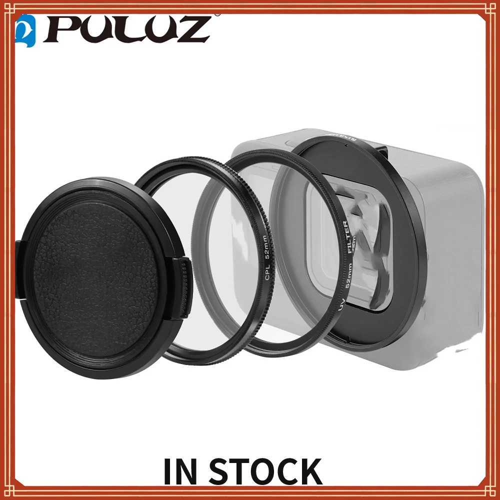 PULUZ 52mm CPL + UV Lens Filter w/ Adapter Ring for GoPro Hero11 Black / for HERO10 Black / for HERO9 Black Lens Filter