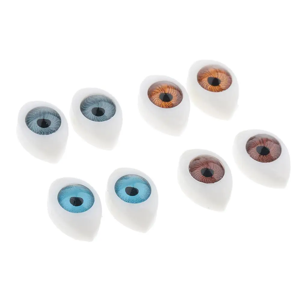 4 Paar ovale Kunststoffaugen mit flacher Rückseite, 5 mm/6 mm/7 mm/8 mm/9 mm Iris für die Herstellung von Porzellan- oder Reborn-Puppen, Heimwerkerbedarf