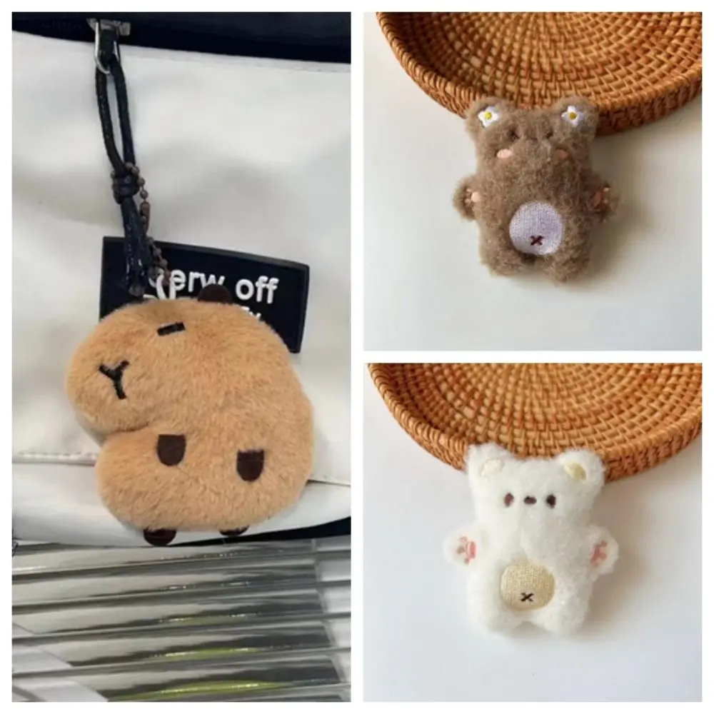 Porte-clés ours en peluche doux pour couple, joli pendentif ours couineur, jouets de dessin animé