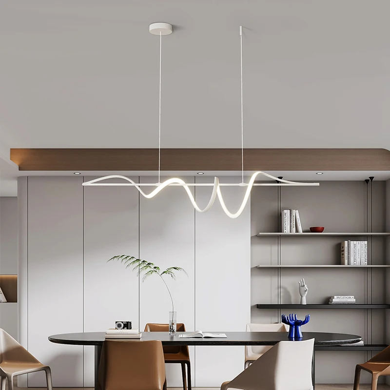 

New Restaurant Chandelier Designer Minimalist Personality Lighting Atmospheric Modern Lines Creative LED Pendant Lights