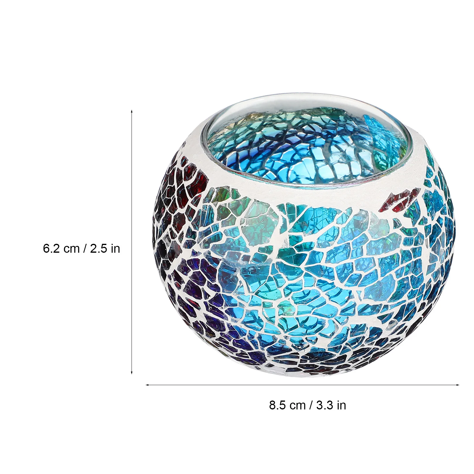 

4Pcs Tealight Holders Crackled Glass Mosaic Design Pillar Scented Wick Candles Stand Home Decoration