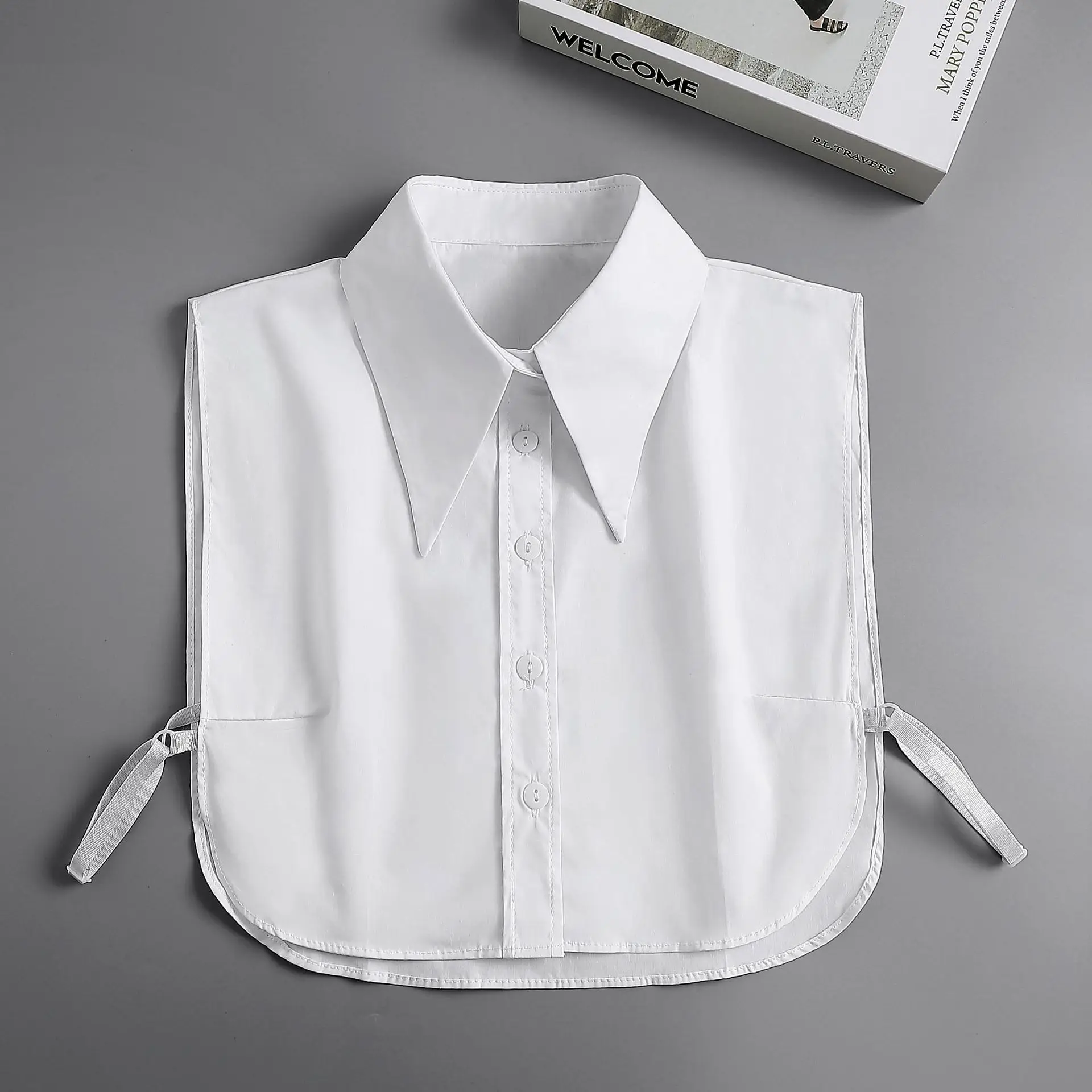 

Women Cotton Detachable collars Spring New Jacket Short Shirt Collar Decorative Pointed Fake Cross border Fashion White Popular