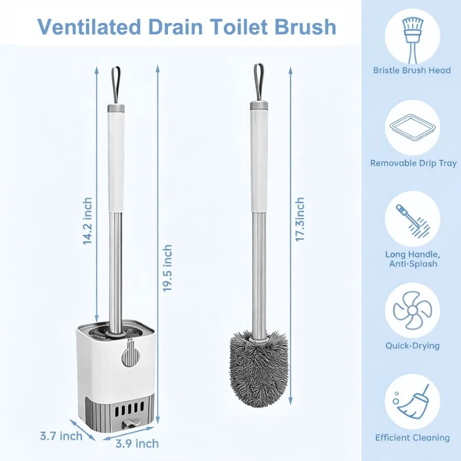 2 Pack Toilet Brush and Holder Set Toilet Bowl Brush and Caddy for Bathroom Cleaning view 2