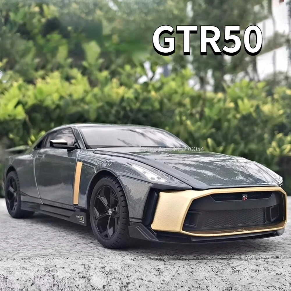 1/18 GTR50 Alloy Sports Car Model Toy Metal Diecast Sound And Light Vehicles Model Simulation Collection Child Toys Boys Gifts