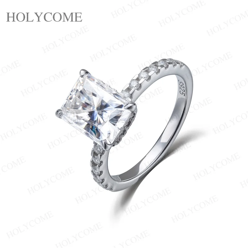 3CT Radiant Cut Moissanit-Verlobungsring GRA-Zertifiziert 925 Sterling Silber Halo-Diamant Eheringe für Damen Schmuck – Detail 3