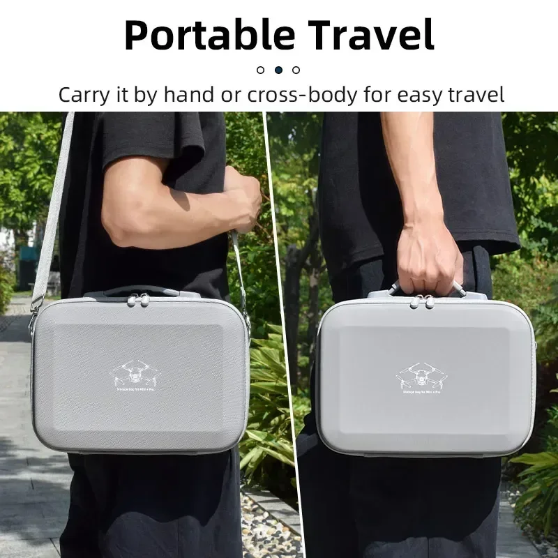 Portable Storage Bag for DJI Mini 4 Pro PU Carrying Case Travel Shoulder Bag Scratch-Resistant Handbag Drone Accessory