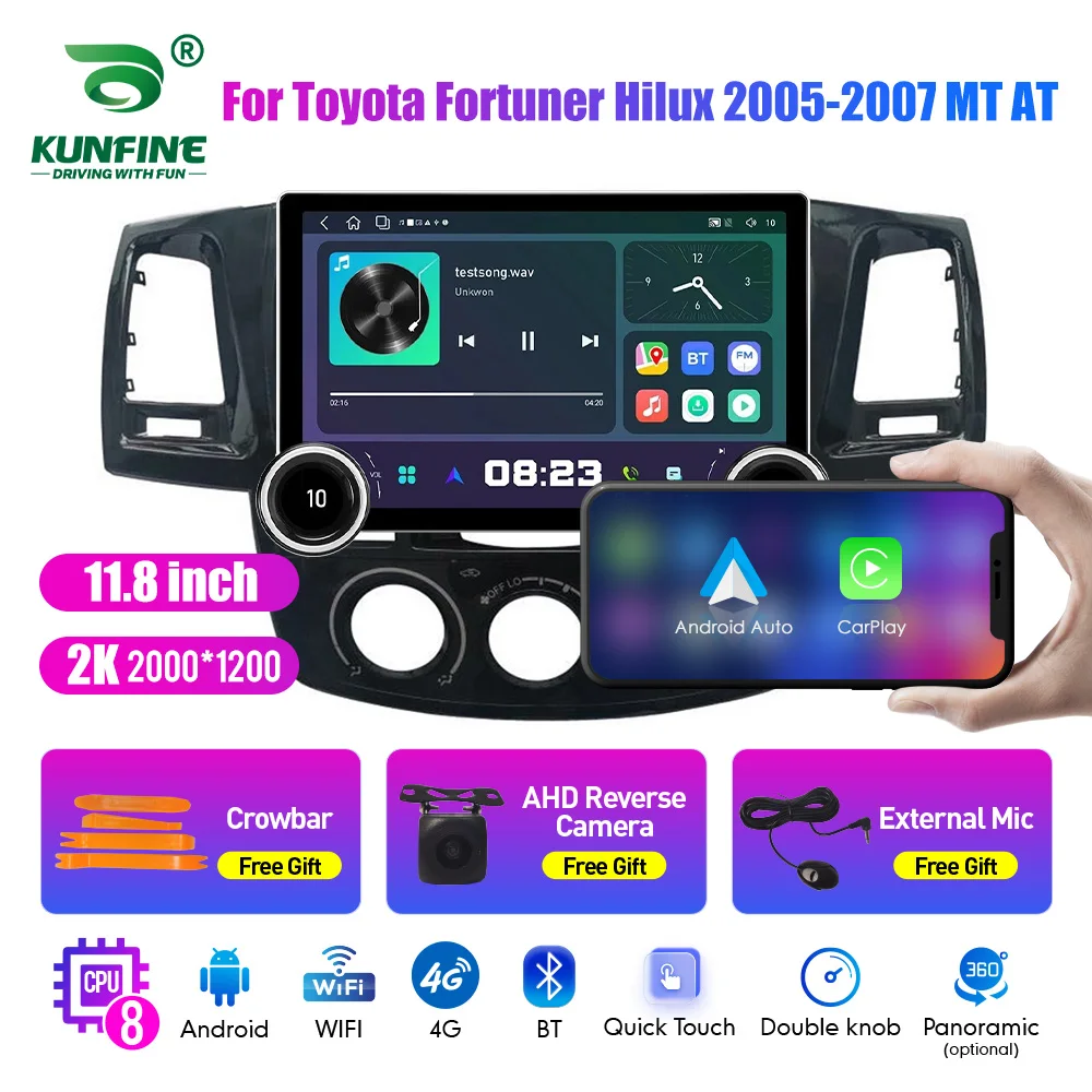 11.8 Inch 2K Double Knobs 2 Din Car Radio For Honda Fortuner2005-2007 Car Radio DVD Multimedia Video Player Android Auto Carplay