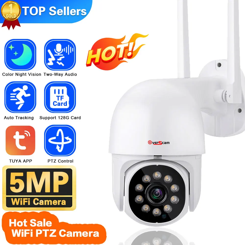 

Tuya Smart Life 5MP PTZ Wifi IP Camera Outdoor 4X Digital Zoom AI Human Detect Wireless Camera P2P Audio Security CCTV Camera