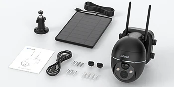 IeGeek 2K Solar Surveillance Camera Outdoor Battery, 355°/140° Pan Tilt Wireless Surveillance Camera with Colour Night Vision