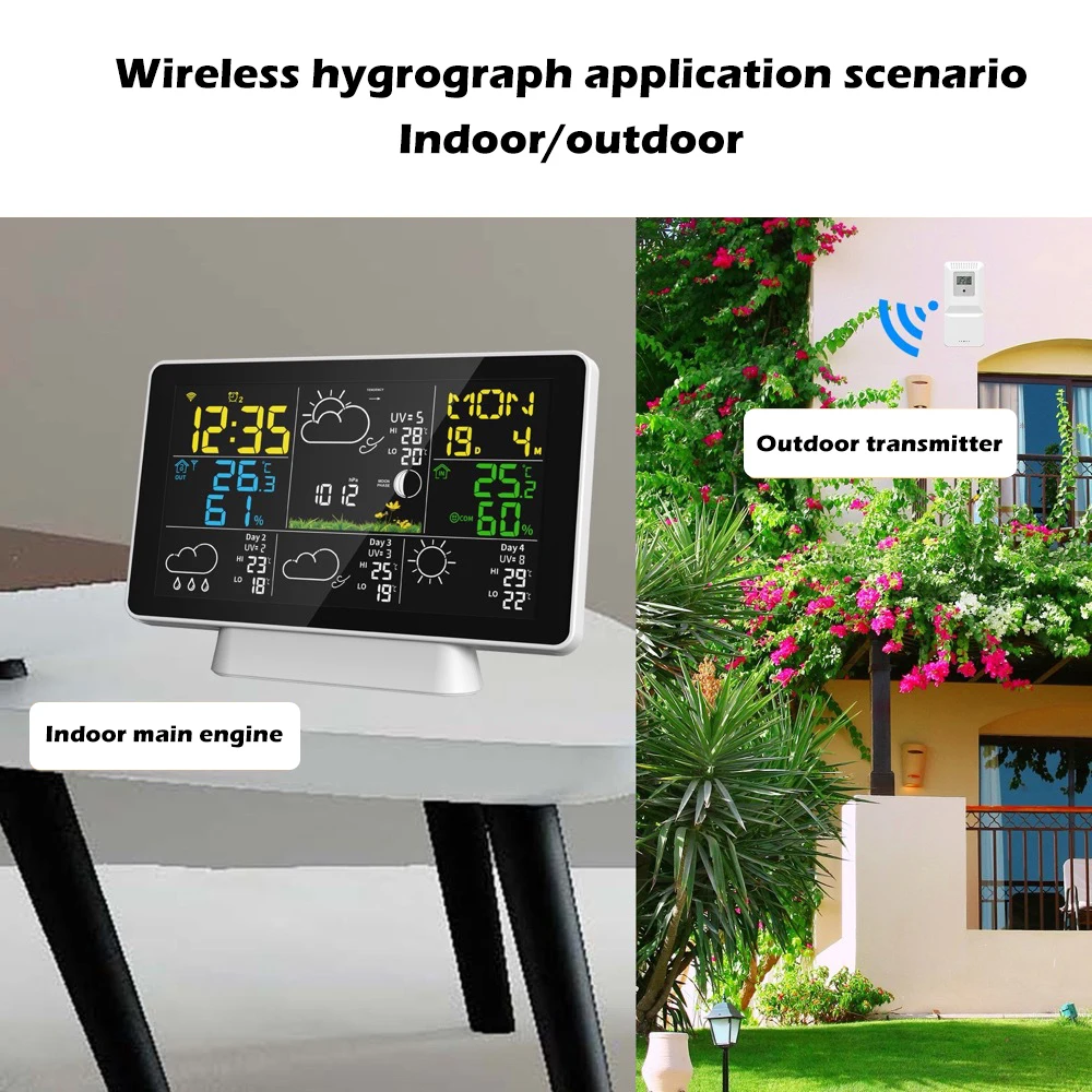 Imagem -05 - Estação Meteorológica Digital sem Fio Lcd Termômetro Higrômetro Exterior Interior Exterior Sensor