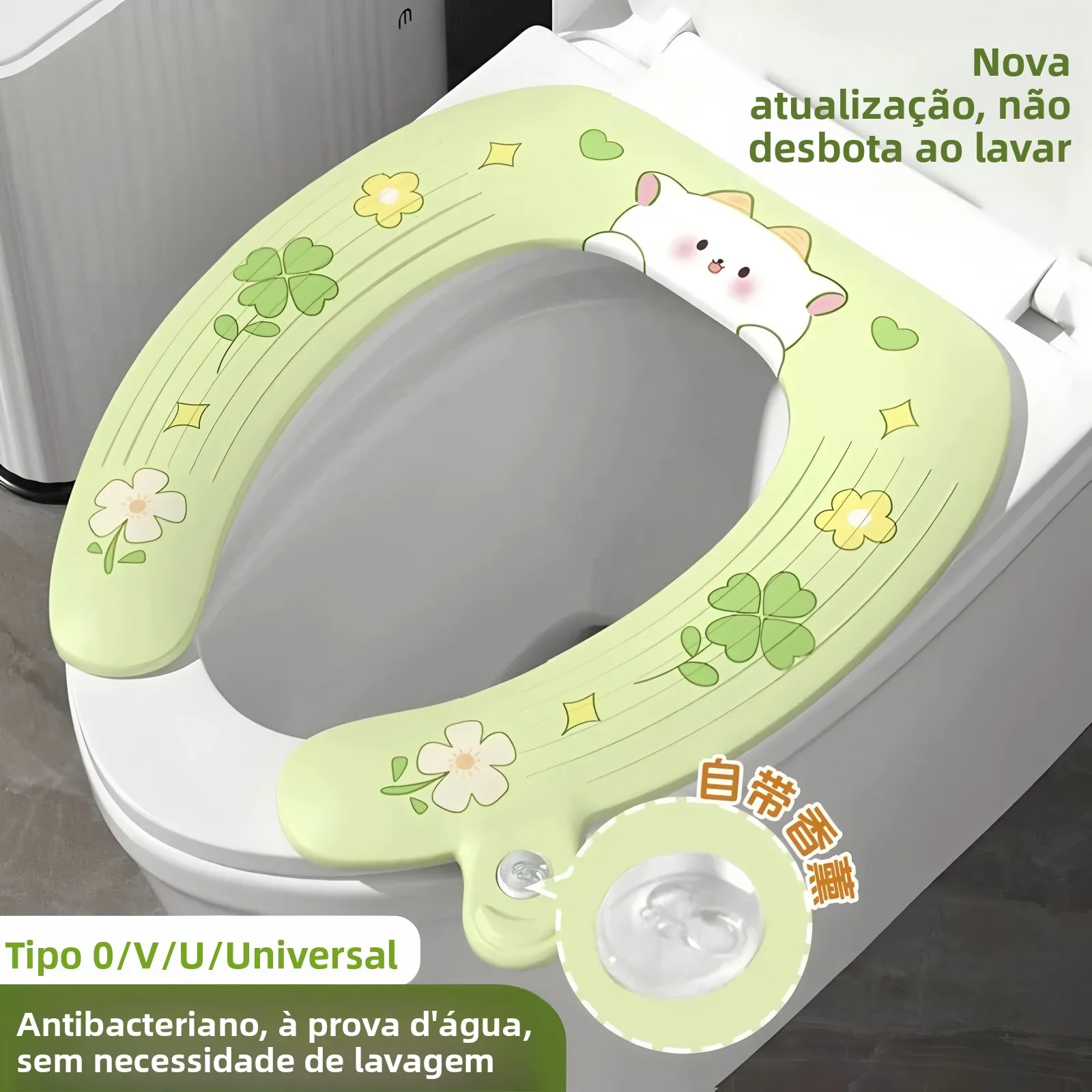 厚みのある防水接着剤付き便座クッション-四季通用-新型2026年製-eva素材-簡単清掃-トイレリング