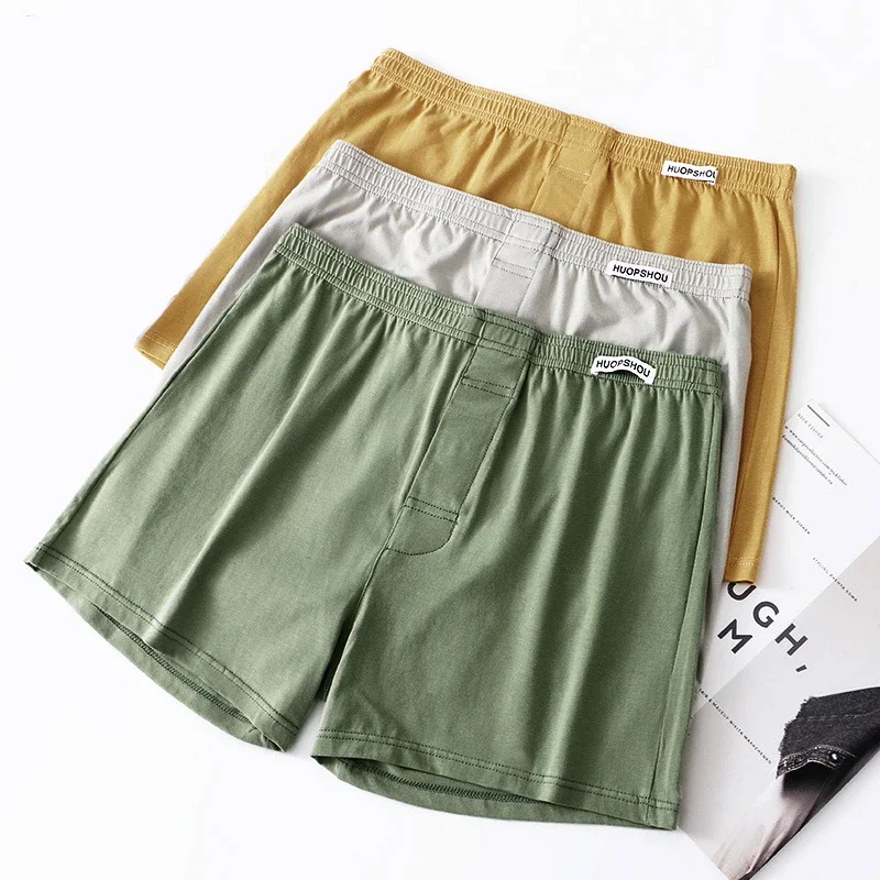 New Men's Underwear Solid Color Four Corners Flat Corners Loose Breathable Large Arrow Pants Home Underwear Hot Sale