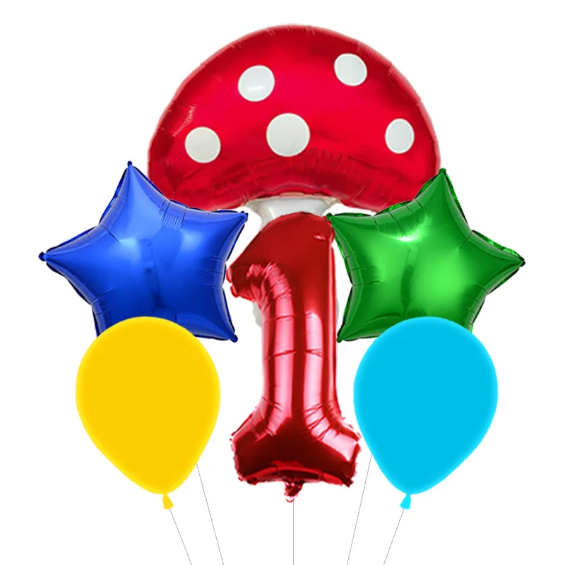 Retro Game World Balloon Set Mushroom Star Aluminum Globos Game Controller Foil Balloon Birthday Party Backdrop Ornaments