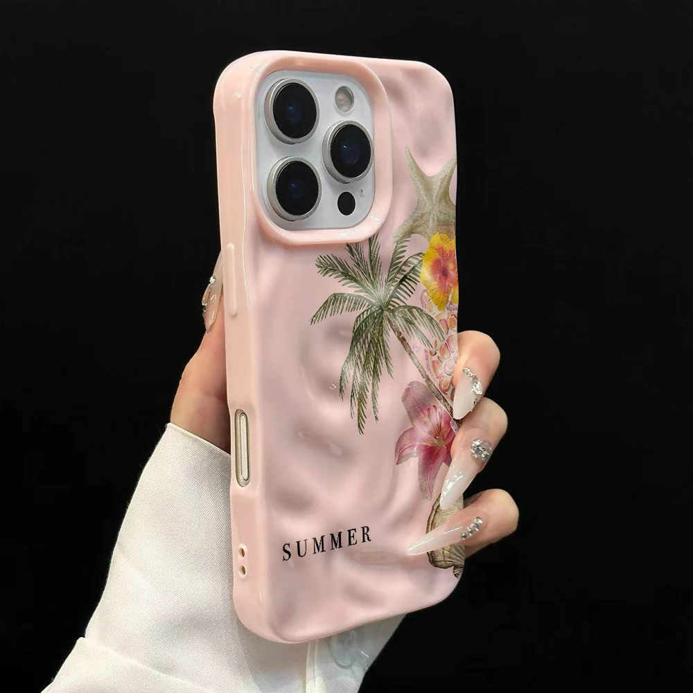 Sommerliche Küstenästhetik Handyhülle für iPhone 17 16 15 14 13 12 11 Pro Max 14 Plus 17 Air Falten-Wellen Weiche Silikonhülle – Detail 9