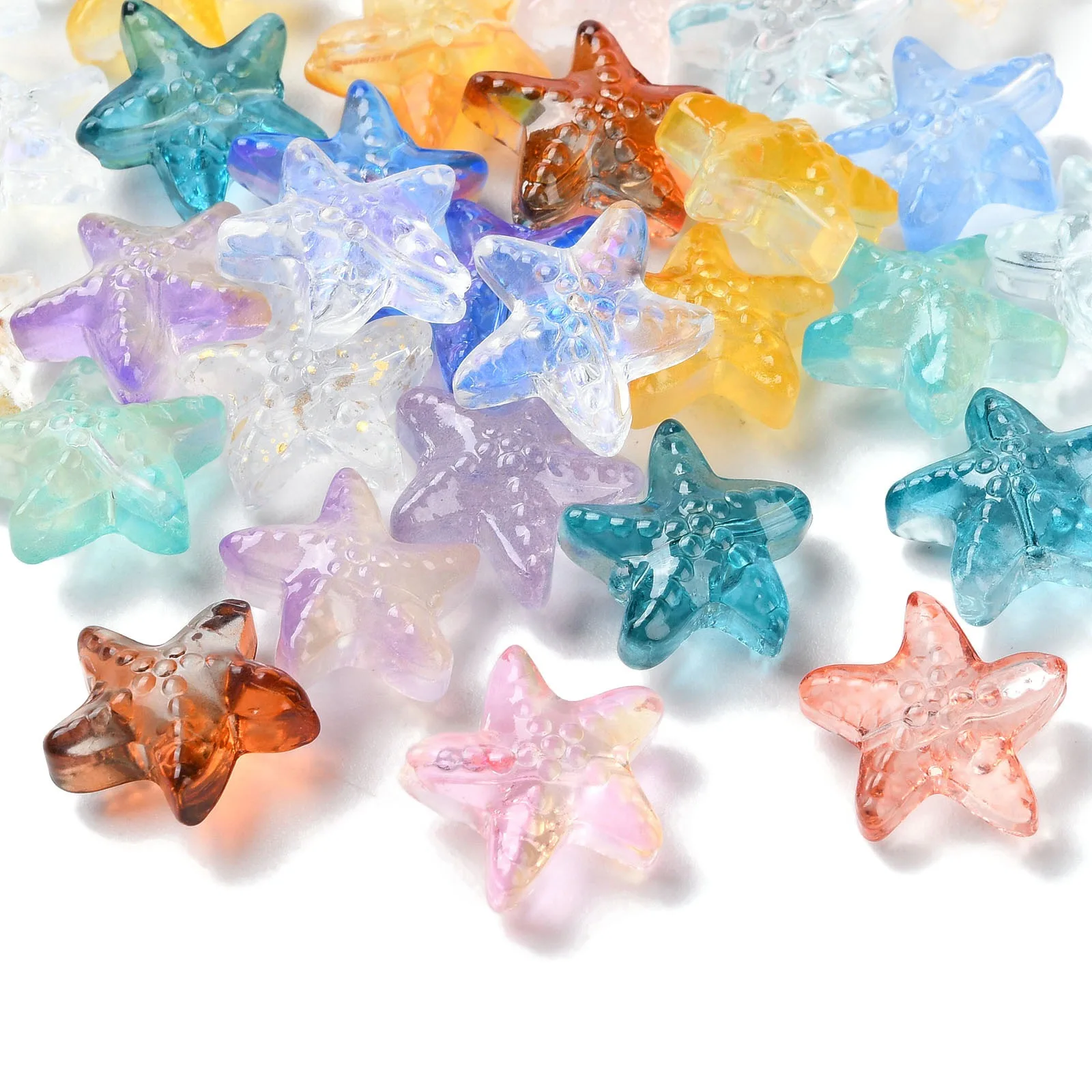 100pcs Cute Small Glass Beads Sea Animal Star Colorful Loose Bead Spacer Charms for Bracelet Necklace Earring Jewelry Making