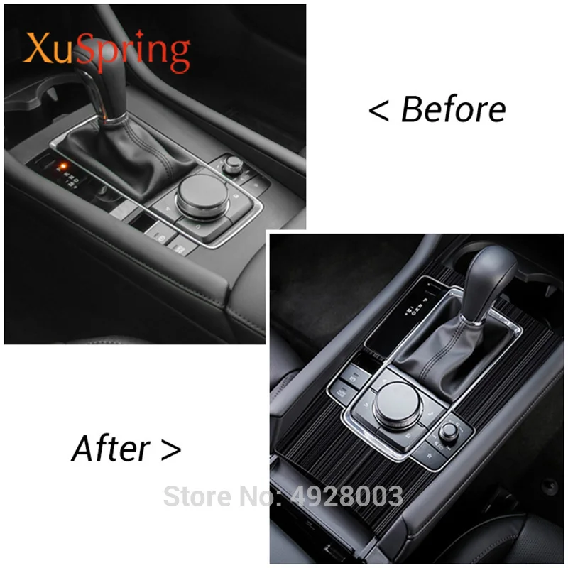 For Mazda3 Mazda 3 Axela 2019-2021 BP LHD Car Gear Shift Box Central Control Panel Cover Sticker Trim Strips Garnish Styling