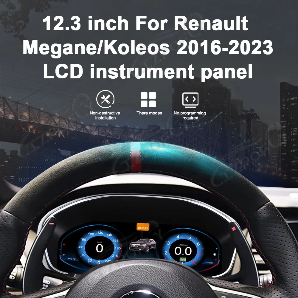 

Цифровая приборная панель Lizpofly Full LCD для Renault Megane 2016–2023, 12.3 дюйма, Plug & Play, замена спидометра
