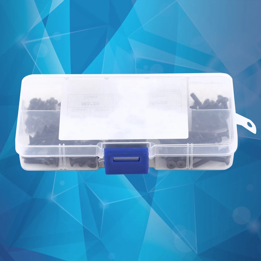 Bolt Fastener Repair Tool Accessory /Box M3 Countersunk Flat Head Hex Socket Screw Bolt Machine Fastener Assortment Set