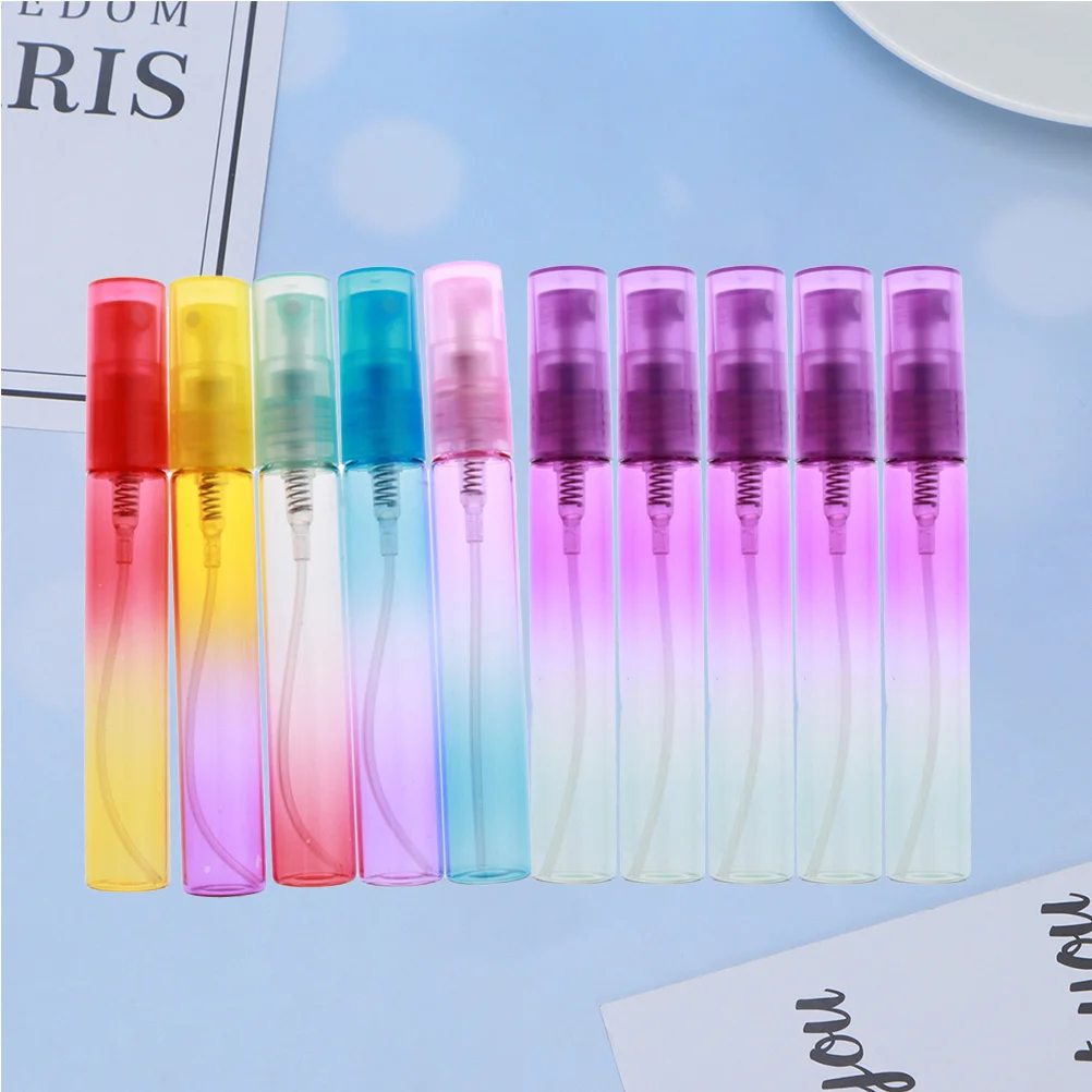 

10Pcs 8ml Gradient Glass Spray Bottle Empty Containers for Emulsion Cream Perfume Travel Storage Holder (Mixed Color)