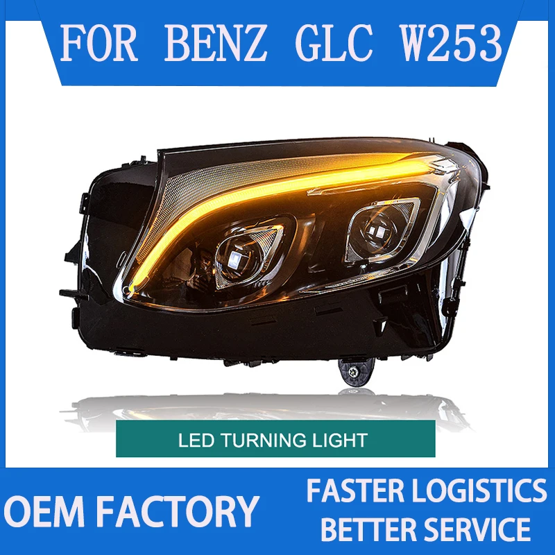 1Pair LED Headlight for Benz GLC W253 2016-2019 Headlights Plug and Play LED DRL Turning Projector Lens Front Head Lights