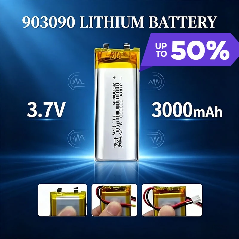 903090 3.7V 3000mAh Rechargeable Lithium Polymer Battery Suitable for Power Bank Bluetooth Speaker High Capacity Lithium Battery