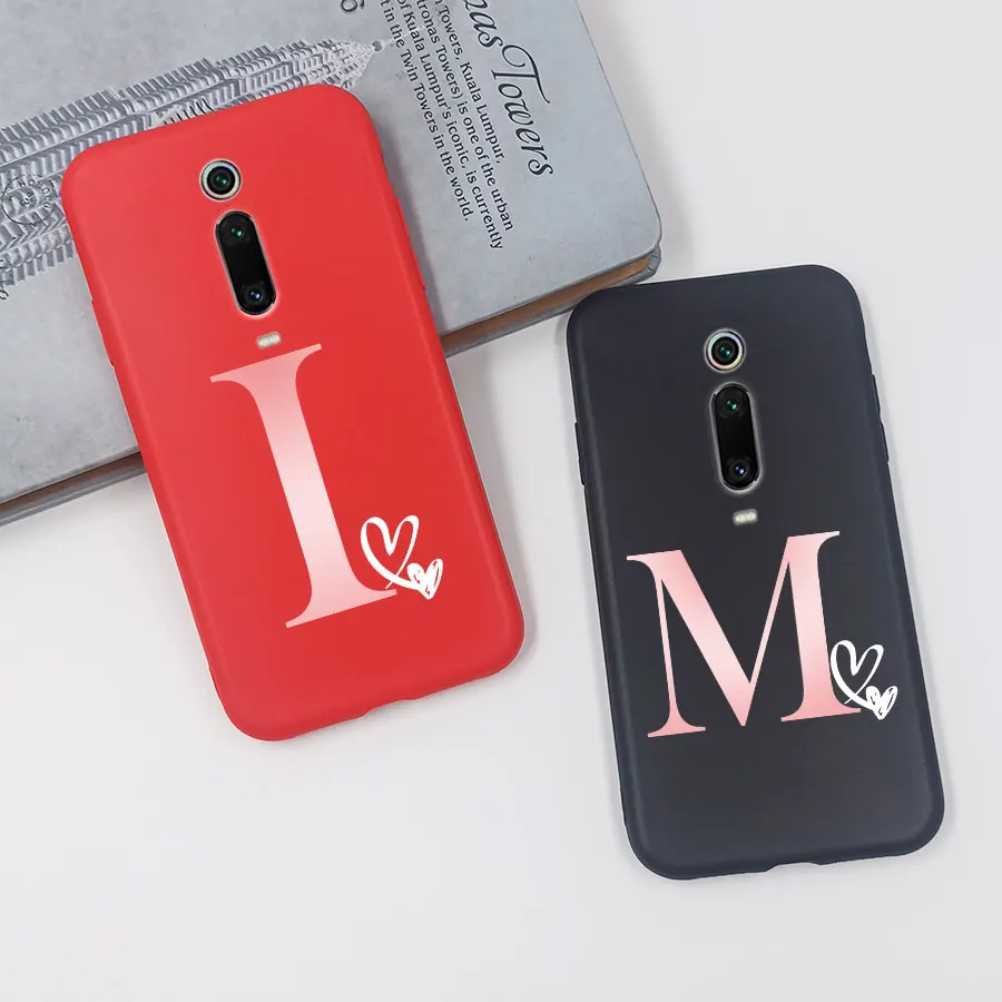 For Xiaomi Mi 9T Pro Case Love Heart Letter For Xiaomi Mi9T Mi 9TPro Case Cover Silicone Matte Black Red on Mi 9T Phone Case