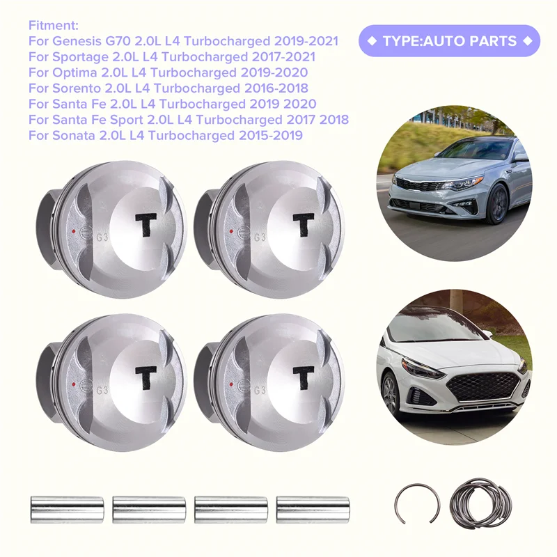

NEW-For Genesis G70 Kia Optima Sorento Hyundai Santa Sonata 2015- 2021 Car Engine Piston Kit 4Pcs/Lot 23410-2G450 234102G450