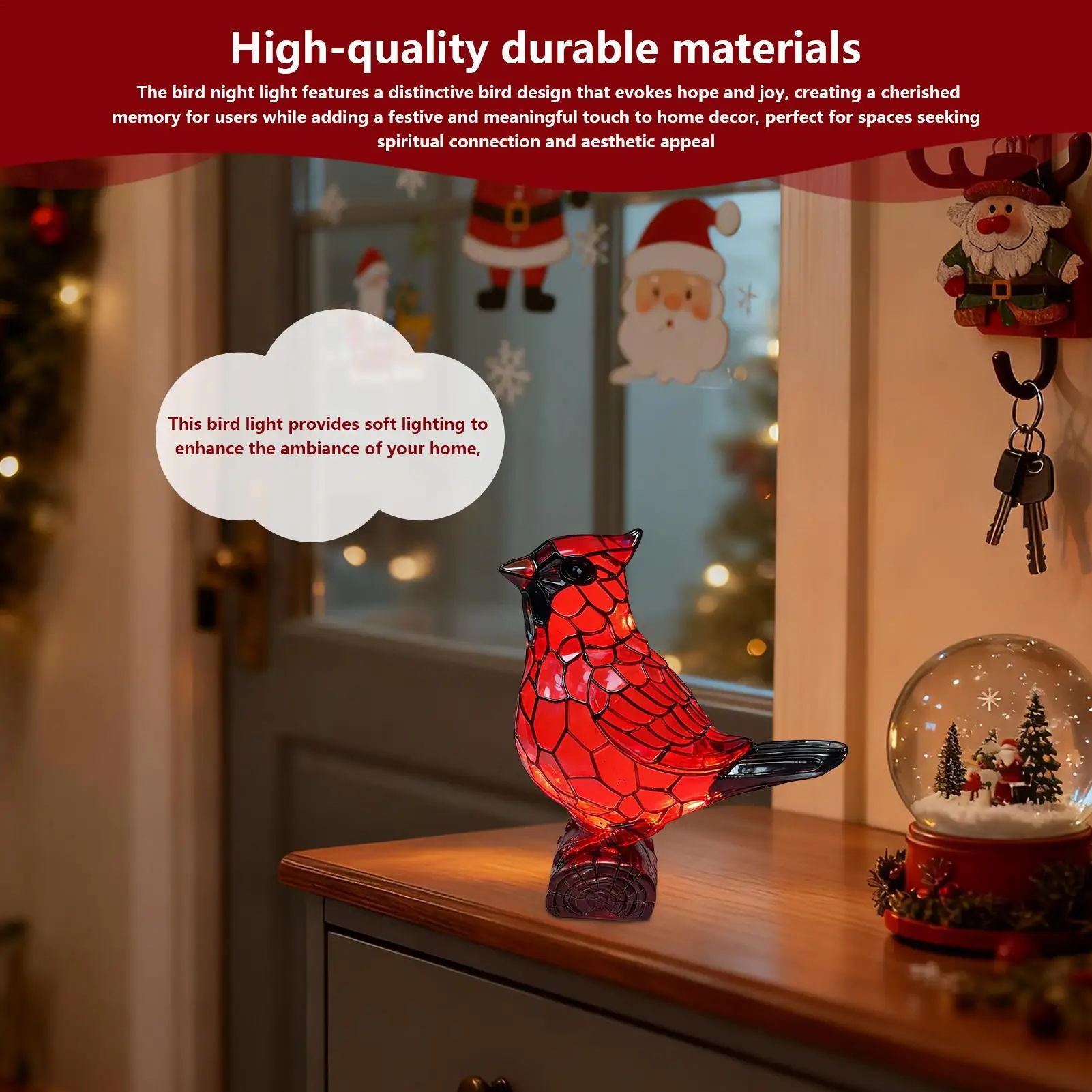 الطيور الجدول مصباح الراتنج الأحمر الطيور ديكورات المنزل السرير ضوء لغرفة المعيشة الحمام الحضانة القراءة ركن النوم فندق #3