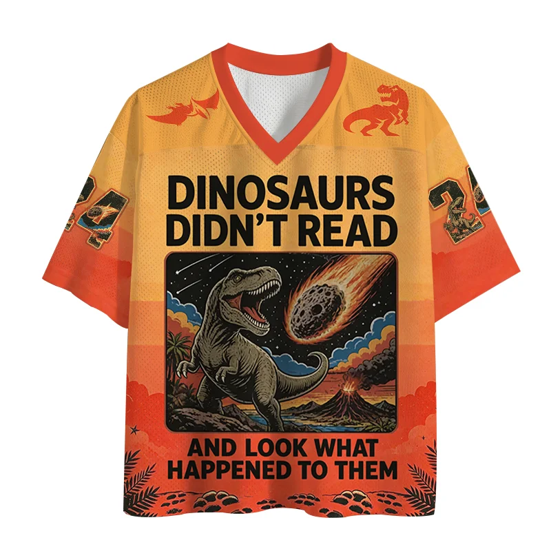 Funny Dinosaur 3D print sport Quick-dry Breatha men V-neck T-shirt Summer outdoor street casual  Harajuku Y2K parent-child cloth