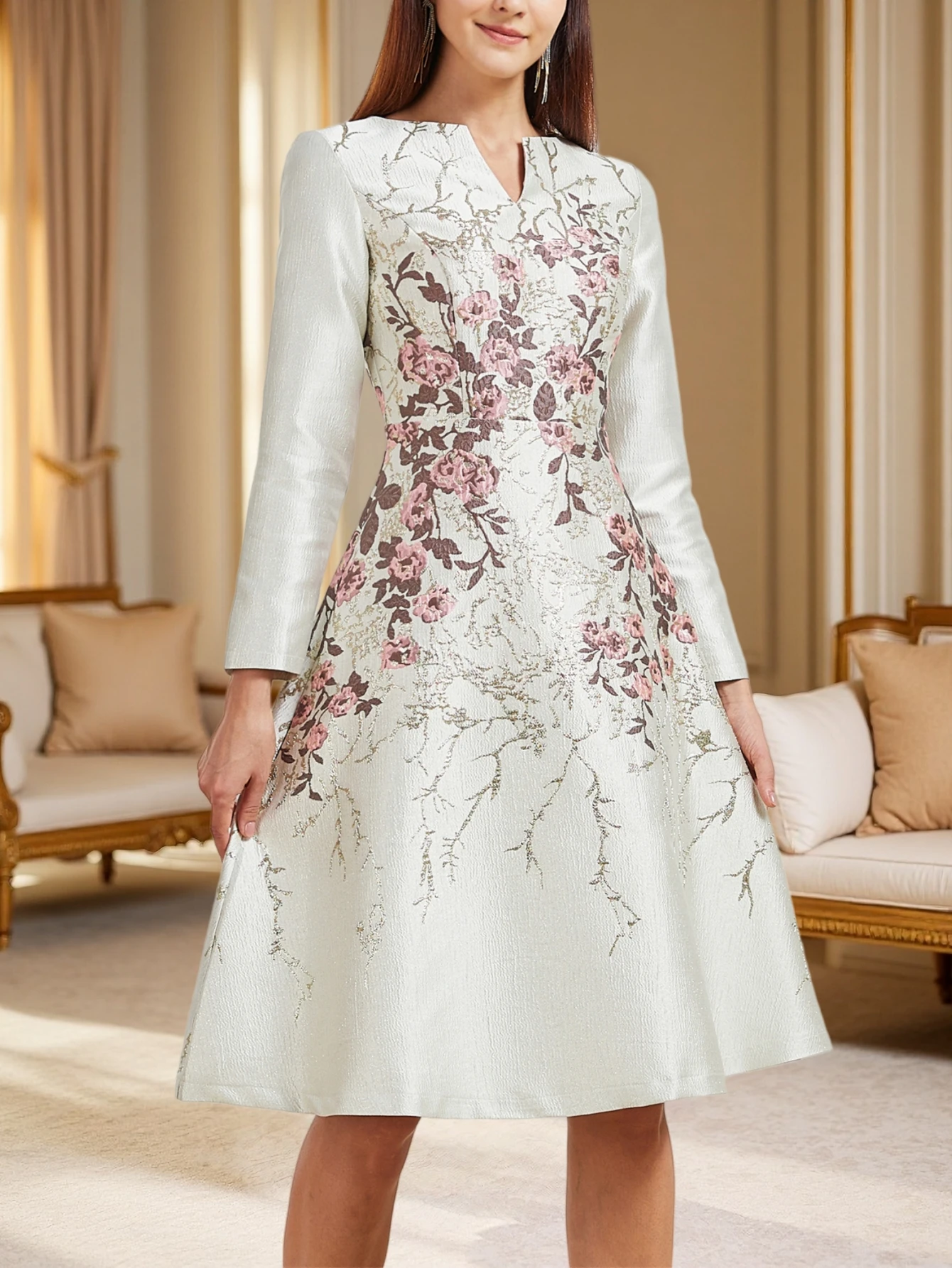 Outono/inverno novo estilo retro elegante vestido jacquard-vestidos de festa para mulheres vestidos de halloween para mulheres