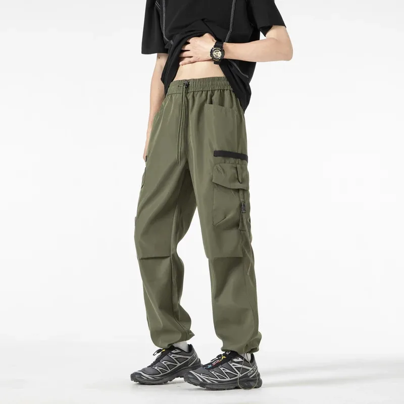 Pantalons de travail américains pour hommes, nouvelle marque tendance, pantalons de parachutiste amples à jambes droites, pantalons longs décontractés à jambes larges, été 2025