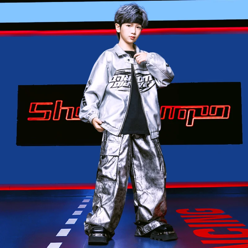 2025 Kinderen Ballroom Hip Hop Dans Kostuums Voor Kinderen Sliver Kpop Outfits Meisjes Jongens Jazz Prestaties Stadium Kleding DQS 21491