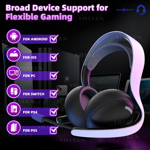 Imagen 2 del producto 【2.4G inalámbrico/con cable/BT】auriculares para juegos para PS5/PS4/PC auriculares eSports Audio espacial micrófono retráctil bobina de voz de 40mm