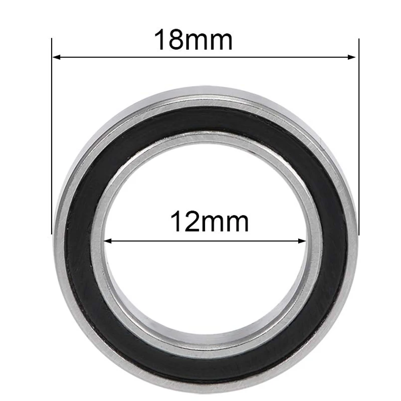 ダブルゴムボールベアリング,密閉型,ミニチュア,6701-2rs,12x18x4mm, 10個