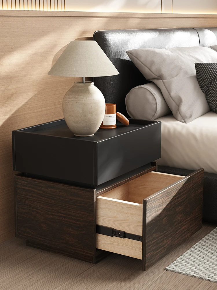 

Italian minimalist bedside table, simple modern medieval style solid wood bedroom bedside table, high-end cabinet