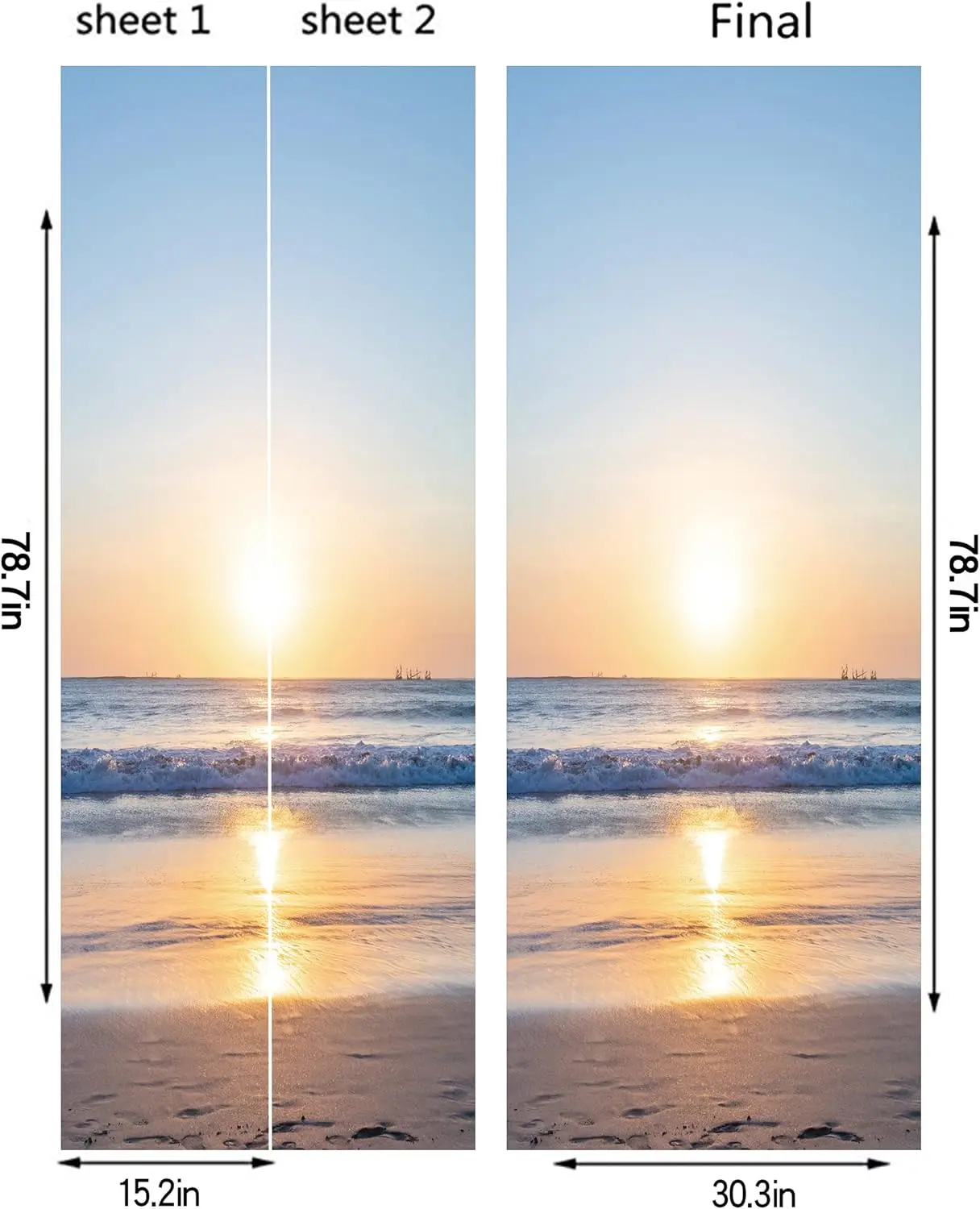 Removable Ocean Self Adhesive Wallpaper Door Waterproof PVC Bedroom Cabinet Furniture Door Renovation