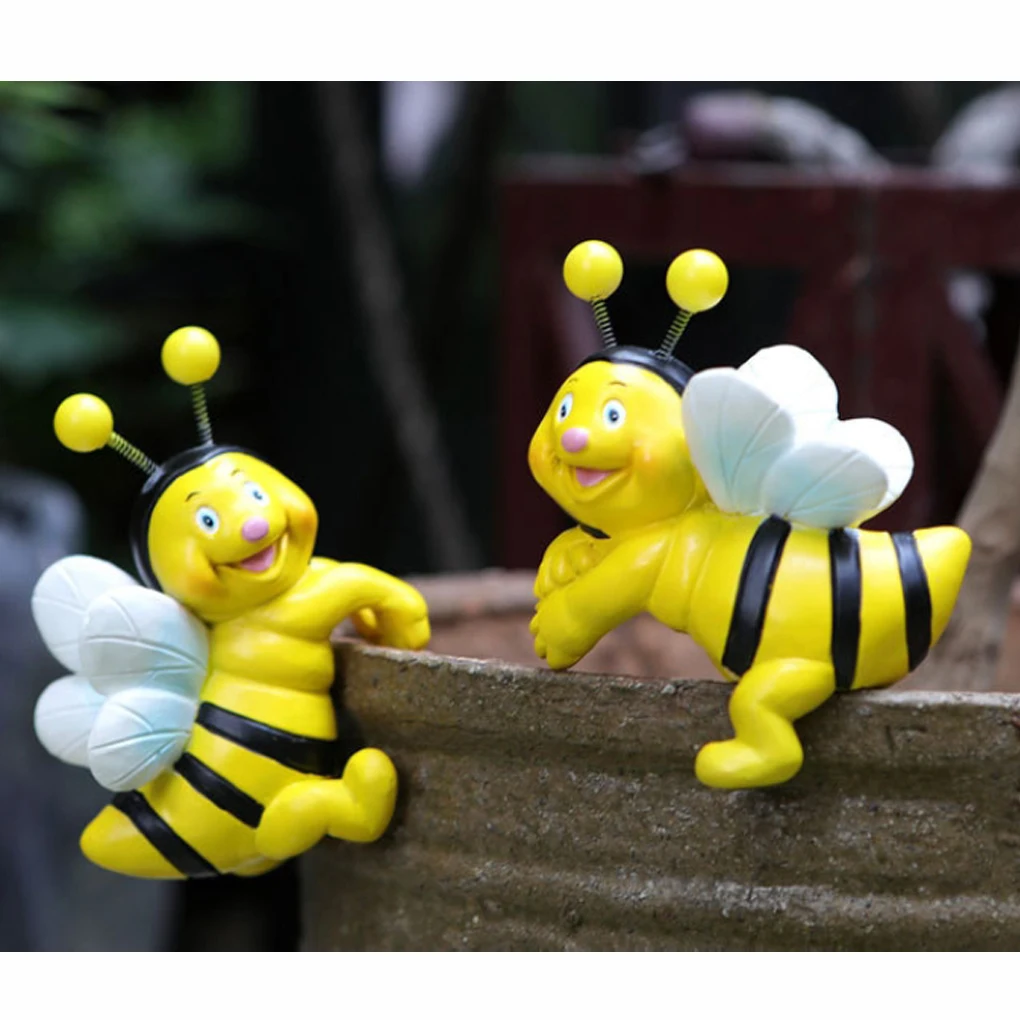 Bee Deco With Black Stripes And White Set Of 2 Very Suitable For Decorating Small